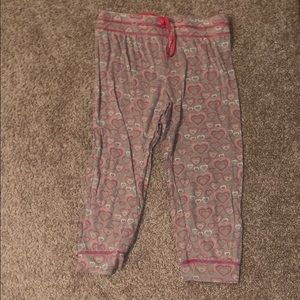 Pink and grey hearted pajama pants